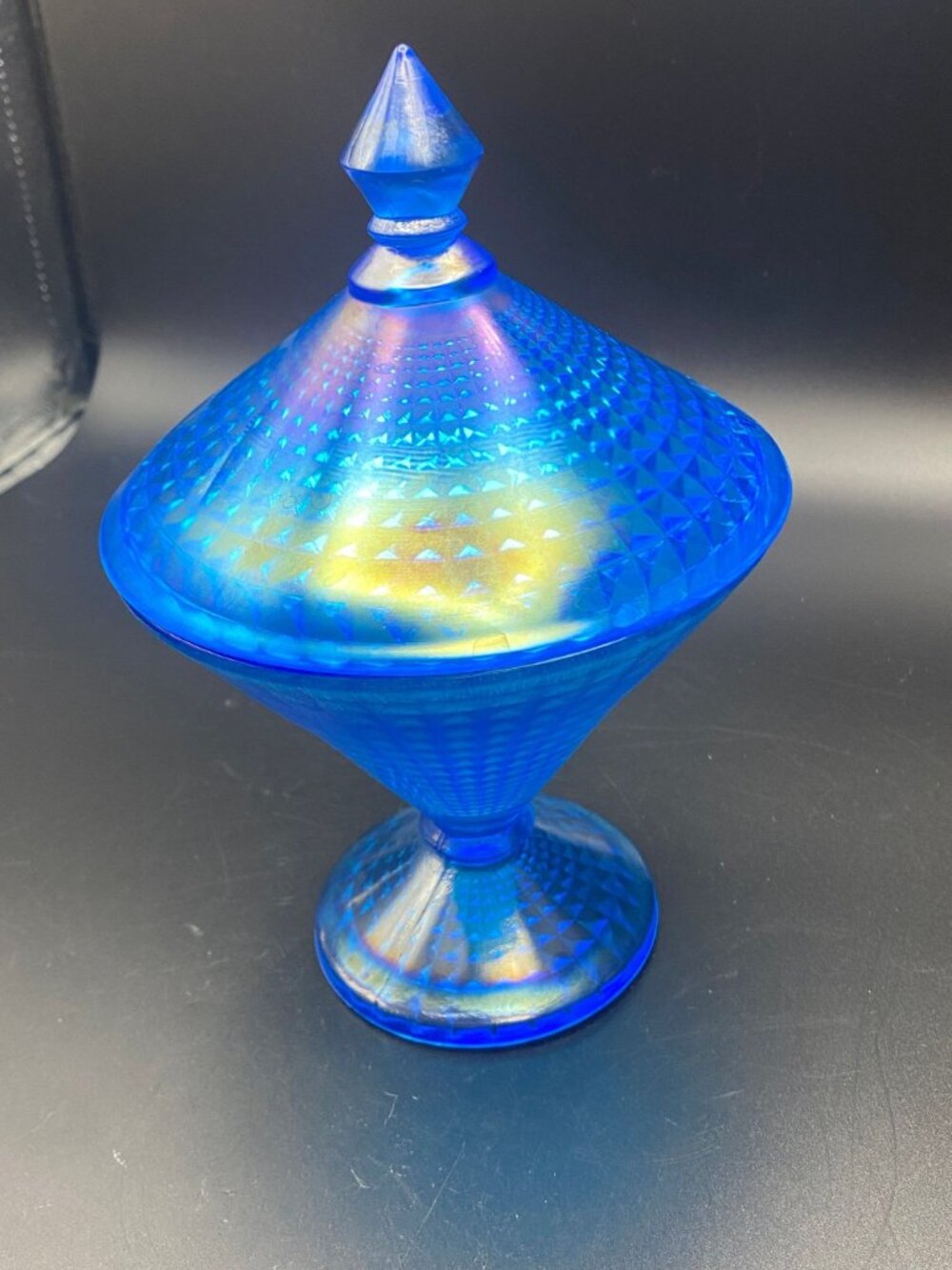 Blue Diamond Point Lidded Compote - Picture 2 of 7
